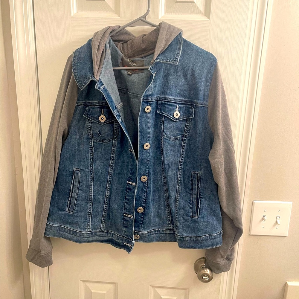 Jean jacket! SUPER CUTE! So cute I bought two and only ever wear my bigger one!